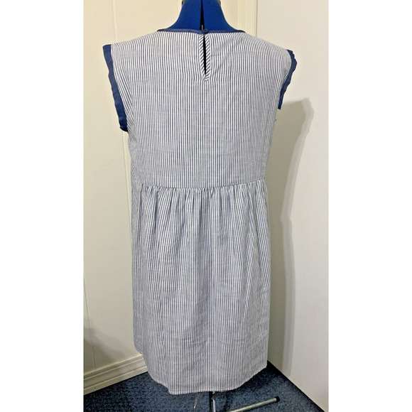 Savanna Jane Embroidered Blue Striped Dress Large Sheath Knee Length Boho Hippie - Picture 3 of 8